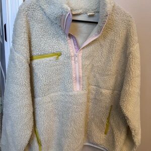 Wrangler Cream Teddy Jacket with Yellow Accents